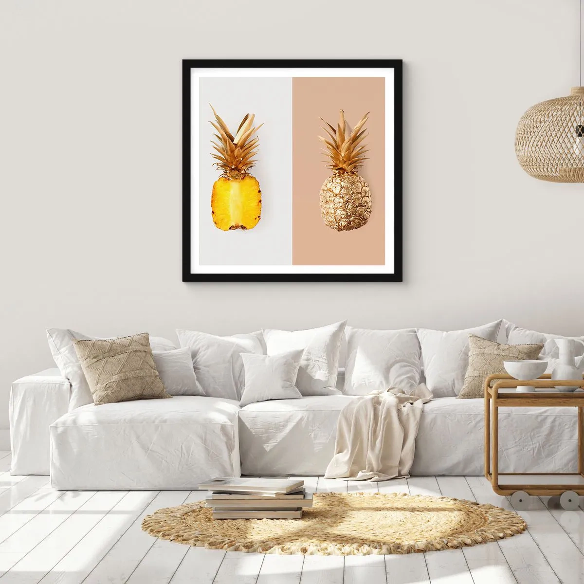 Poster in black frame - Pineapple for Us - 50x50 cm