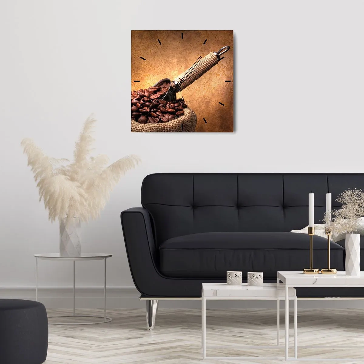 Wall clock - Clock on glass - Grain of Flavour - 30x30 cm