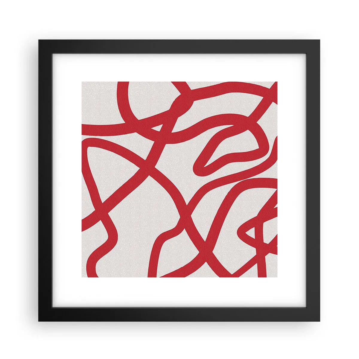 Poster in black frame - Red on White - 30x30 cm