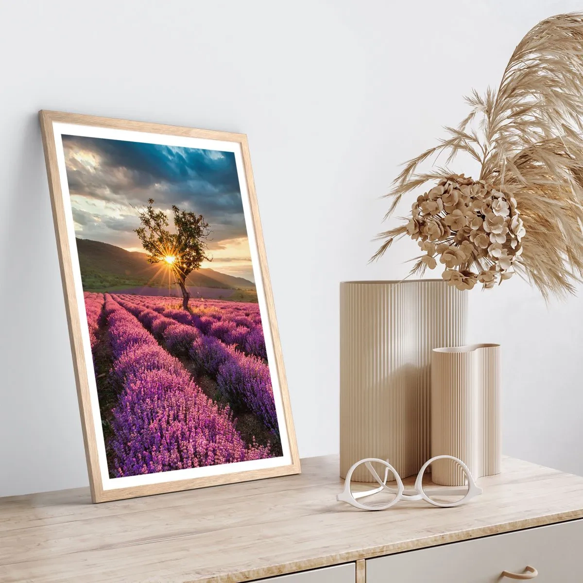 Poster in light oak frame - Lilac Coloured Aroma - 40x50 cm