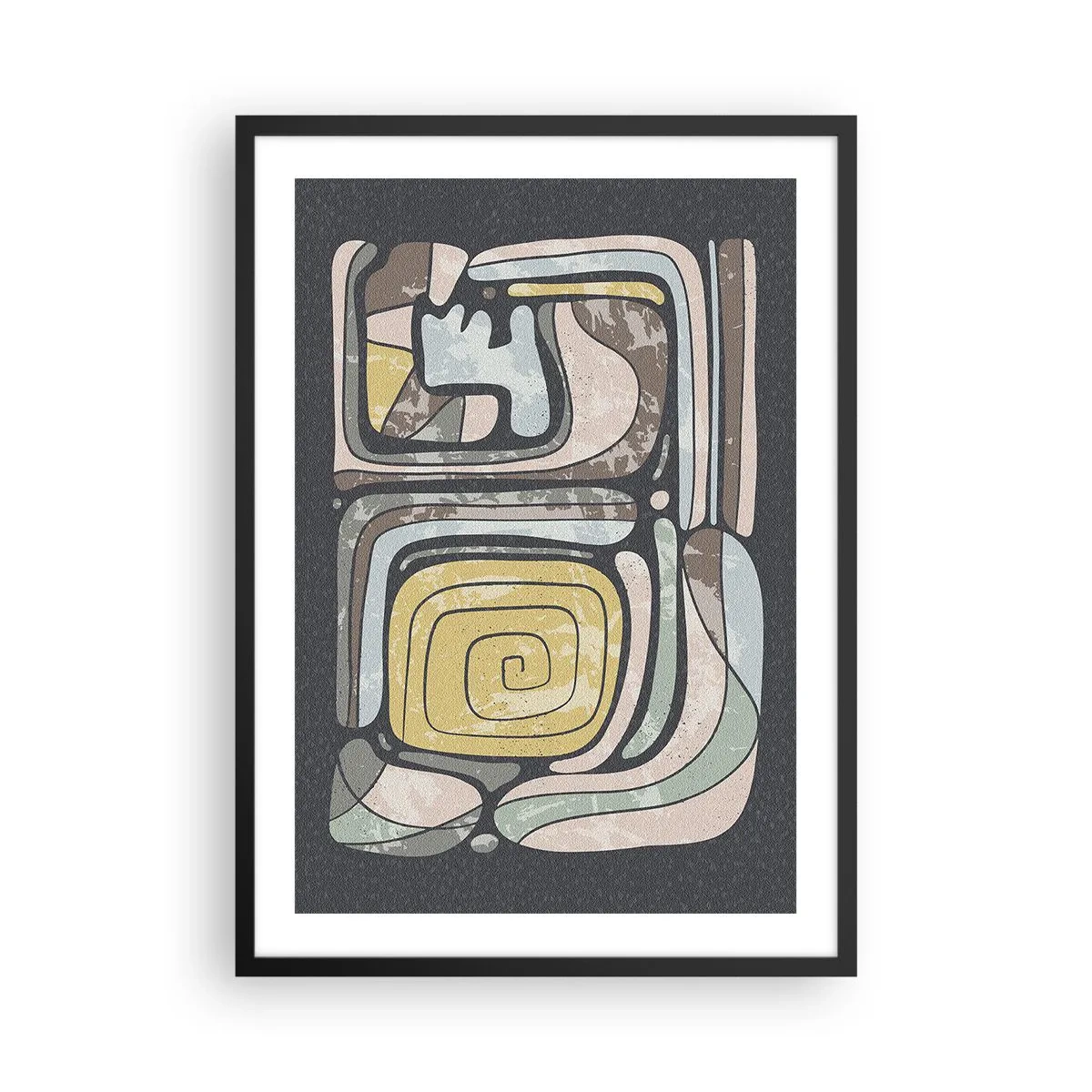 Poster in black frame - Abstract artwork with geometric patterns in earthy tones - 50x70cm - Abstract in Precolumbian Style - Modern wall decoration for the living room and bedroom ARTTOR