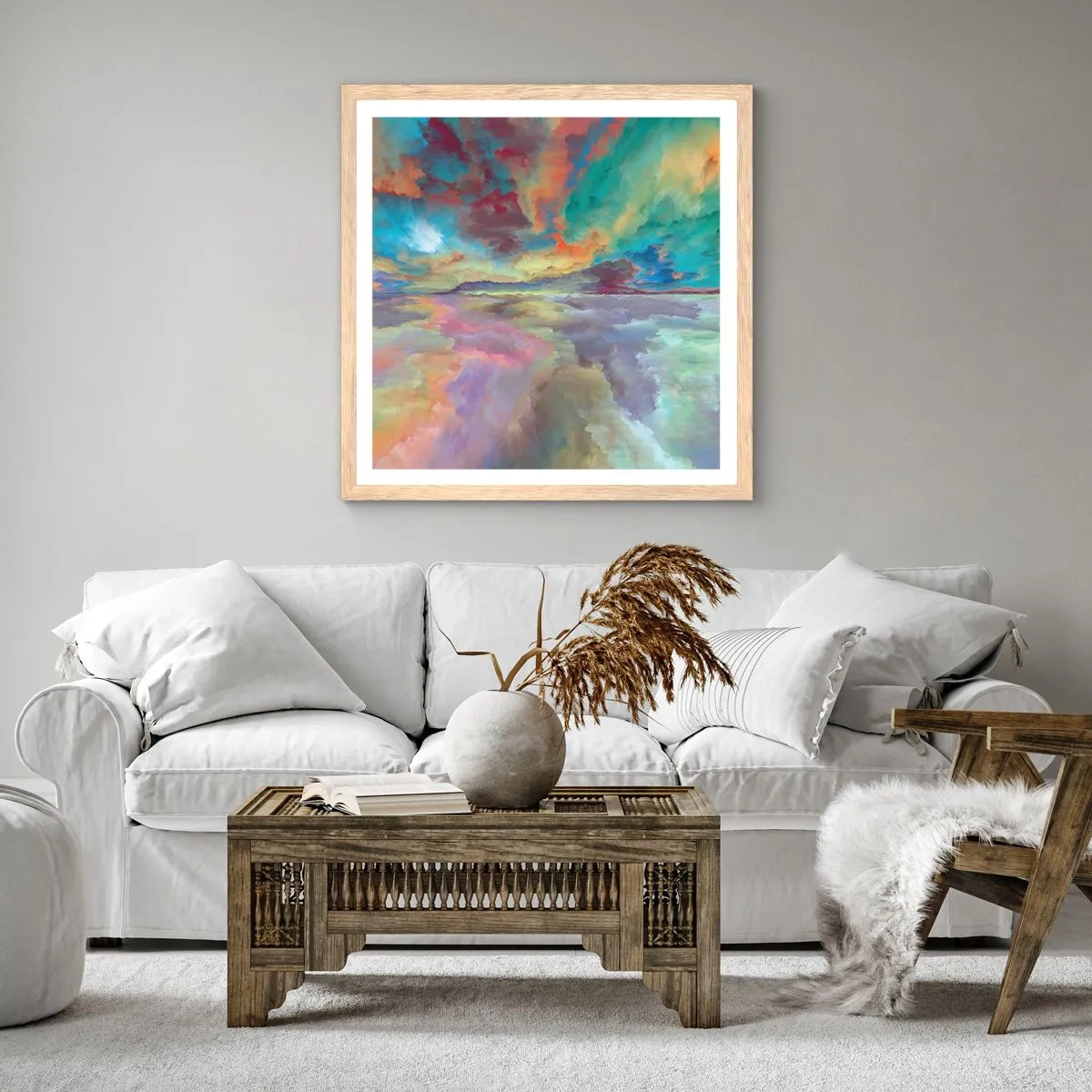 Poster in light oak frame - Two Skies - 60x60 cm