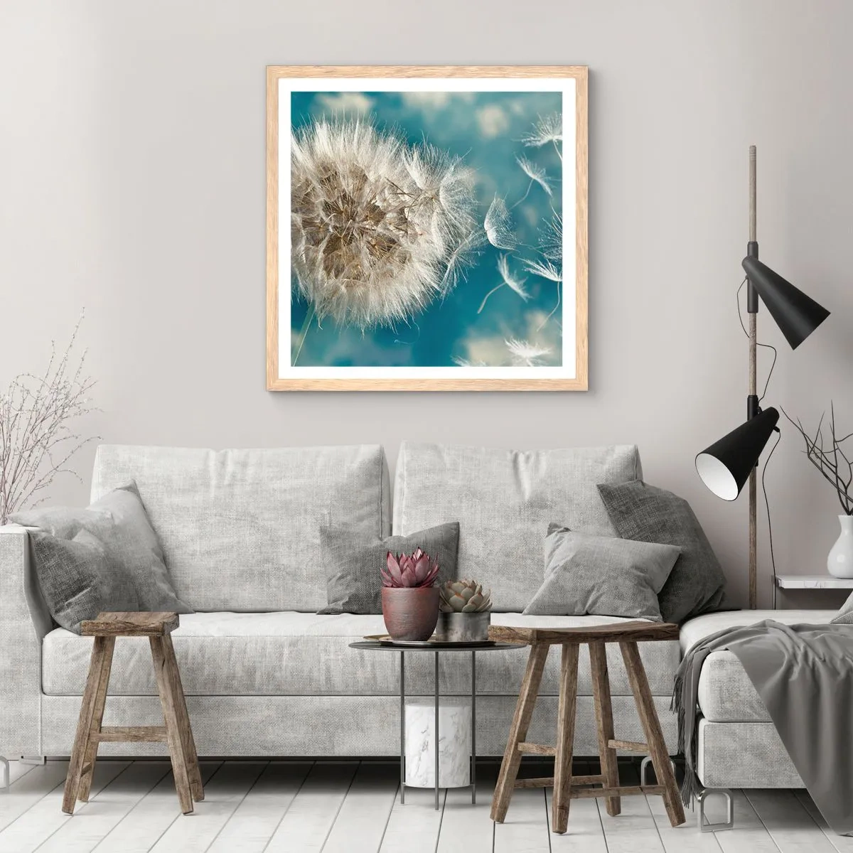 Poster in light oak frame - Breath of an Angel - 50x50 cm