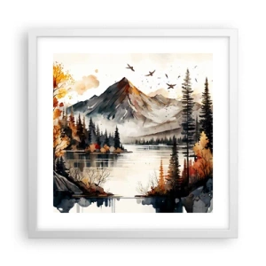 Poster in white frmae - Golden Autumn in the Mountains - 40x40 cm