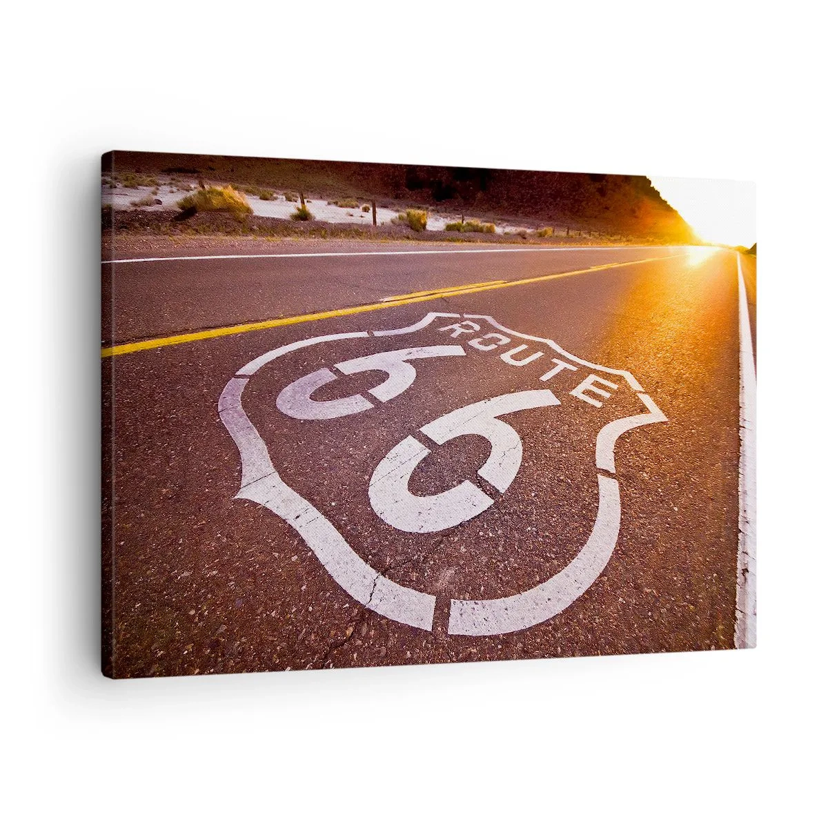 Canvas picture - Route 66 at sunset - 70x50cm - Famous Route 66 - Modern wall decoration for the living room and bedroom ARTTOR