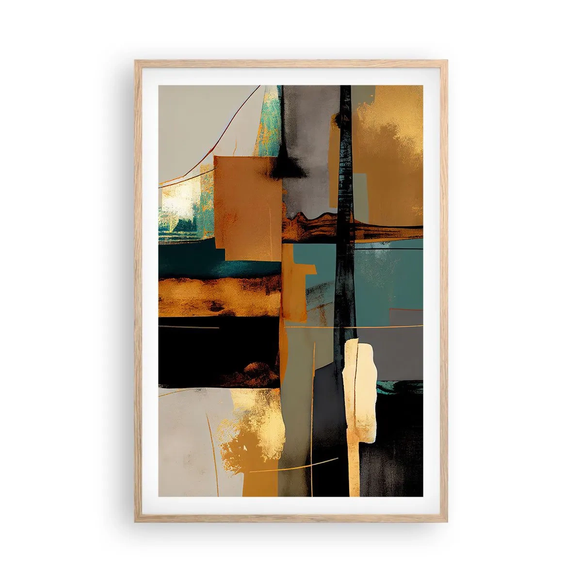 Poster in light oak frame - Abstract - Light and Shadow - 61x91 cm