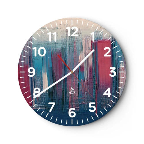 Wall clock - Clock on glass - Vertical Composition In Blue And Red - 40x40 cm