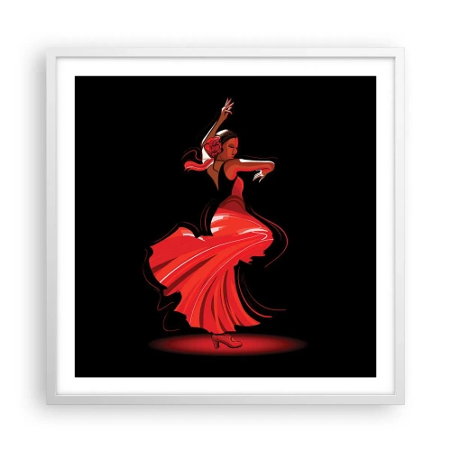 Poster in white frmae - Fiery Spirit of Flamenco - 60x60 cm