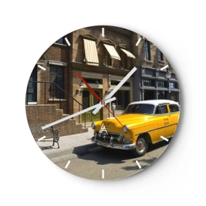 Wall clock - Clock on glass - Long Time Ago in America - 40x40 cm