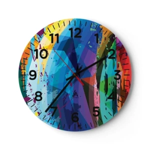 Wall clock - Clock on glass - Outburst of Colours - 40x40 cm