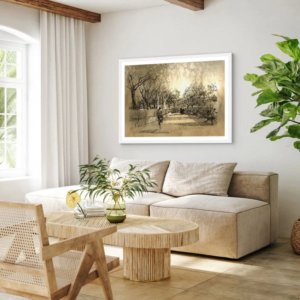 Poster in white frmae - Moment Stopped with a Feather - 70x50 cm