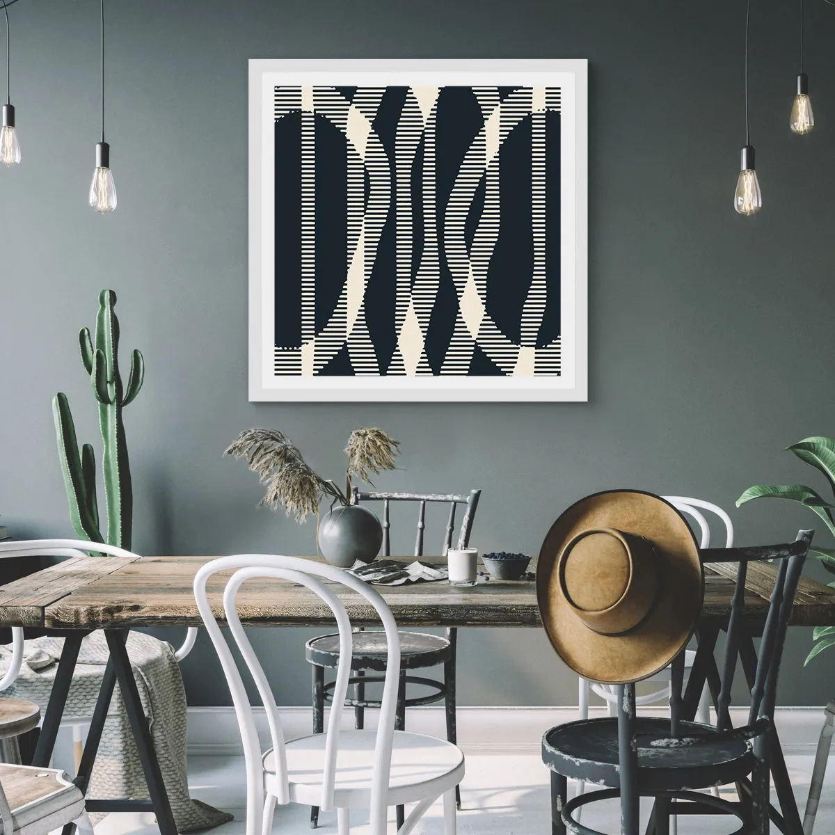 Poster in white frmae - Attempt at Breaking Darkness - 40x40 cm