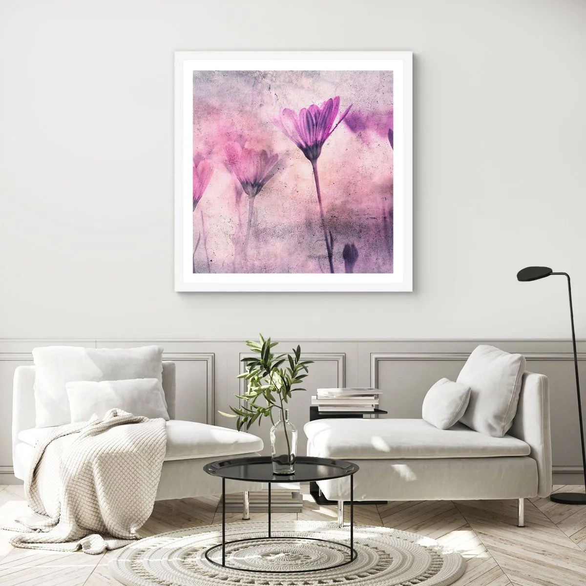 Poster in white frmae - Dream of Flowers - 60x60 cm