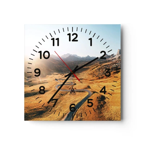 Wall clock - Clock on glass - In a Golden Valley - 30x30 cm