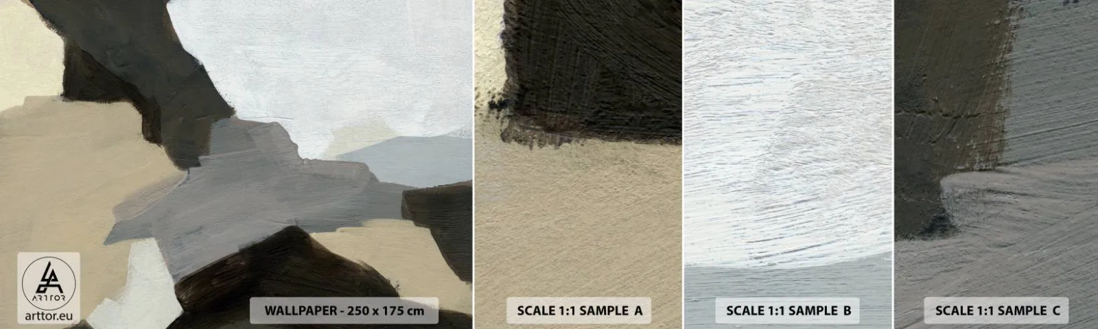 Photo Wallpaper Sample Standard Eco - Abstract: Crossroads of Grey - Abstraction, Piece, Paints - 100x30 cm