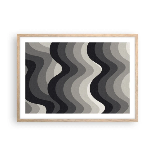 Poster in light oak frame - Wave after Wave - 70x50 cm