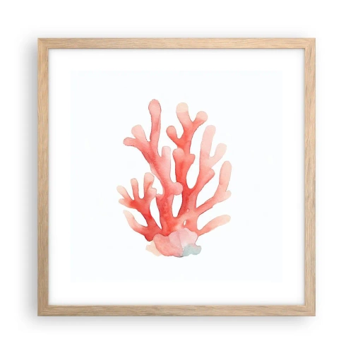 Poster in light oak frame - Coral Colour Colars - 40x40 cm