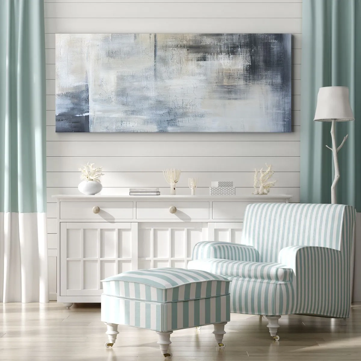 Canvas picture - Behind the Curtain of Blue - 160x50 cm