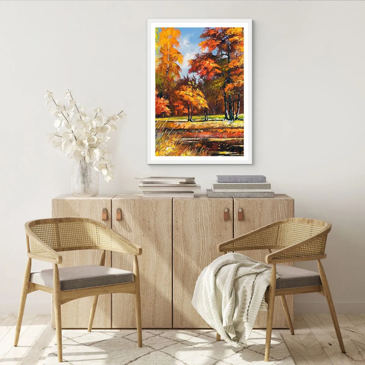 Poster in white frmae - Landscape in Gold and Brown - 40x50 cm