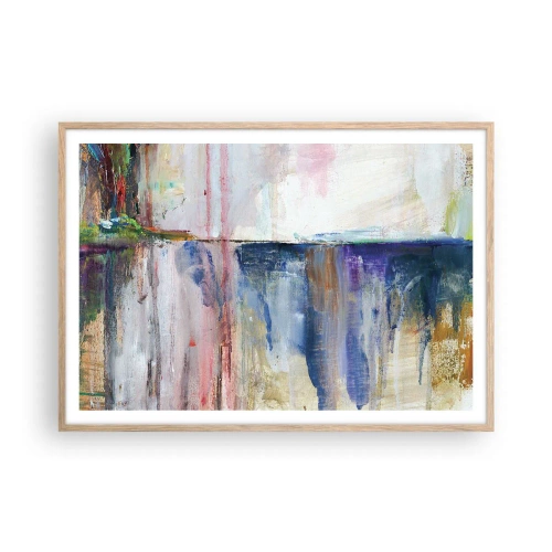 Poster in light oak frame - Colourful Impressions an Associations - 100x70 cm