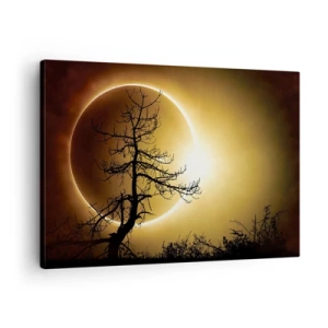 Canvas picture - Solar eclipse with a tree silhouette in the foreground - 70x50cm - Total Eclipse - Modern wall decoration for the living room and bedroom ARTTOR