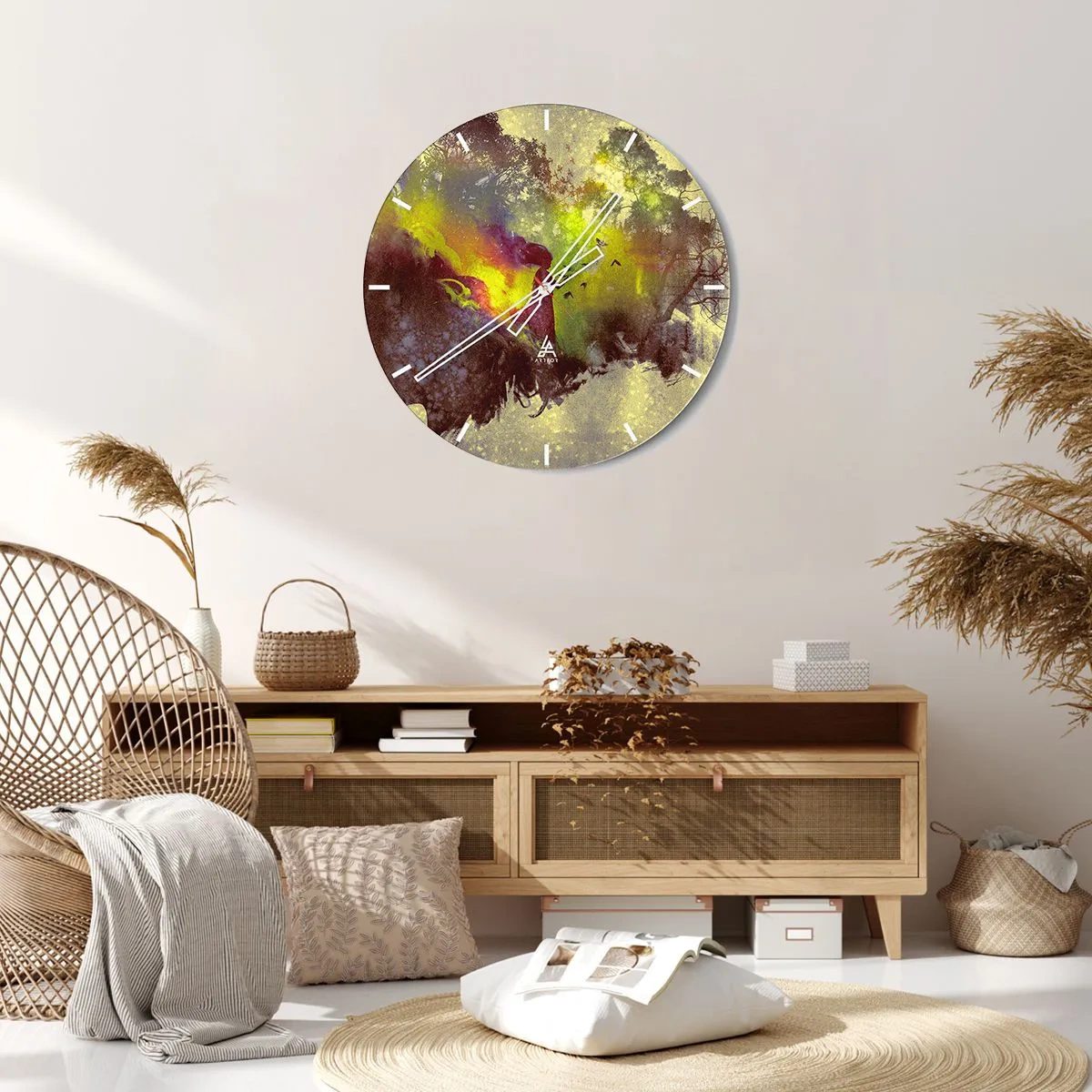 Wall clock - Clock on glass - Mother Nature - 40x40 cm