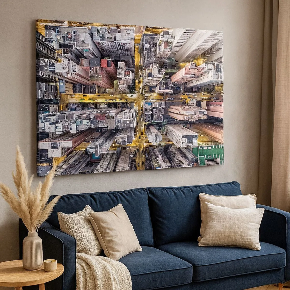 Canvas picture - A bird's eye view of a city full of skyscrapers - 70x50cm - Greetings from Hong Kong - Modern wall decoration for the living room and bedroom ARTTOR