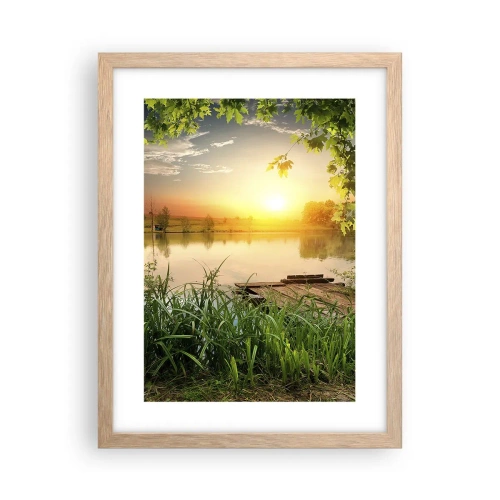 Poster in light oak frame - Landscape in a Green Frame - 30x40 cm
