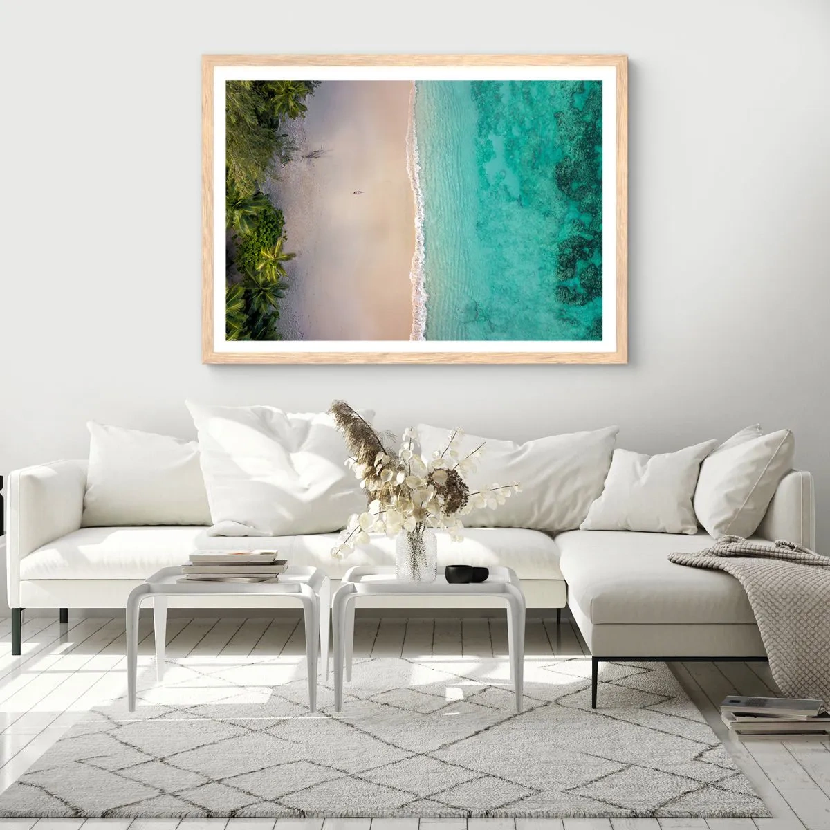 Poster in light oak frame - Paradise Beach - 70x50 cm