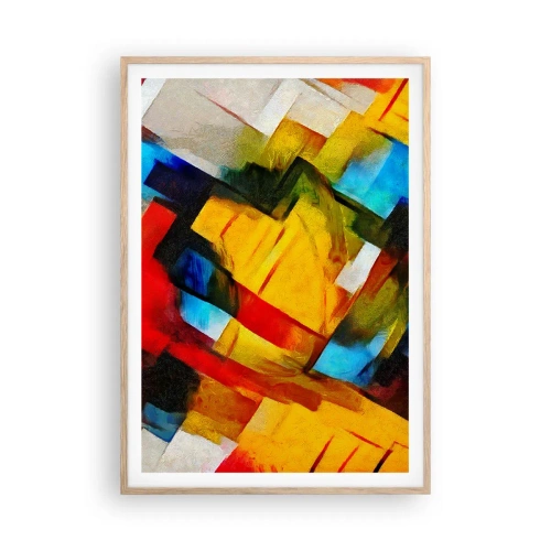 Poster in light oak frame - Colourful Quilt - 70x100 cm