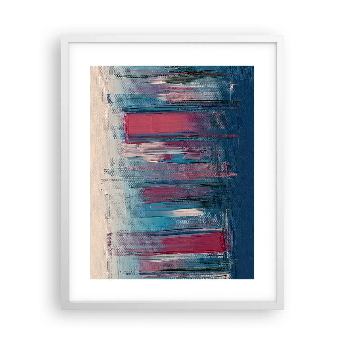 Poster in white frmae - Vertical Composition In Blue And Red - 40x50 cm