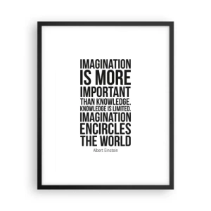 Poster in black frame - Einstein about Power of Imagination - 40x50 cm