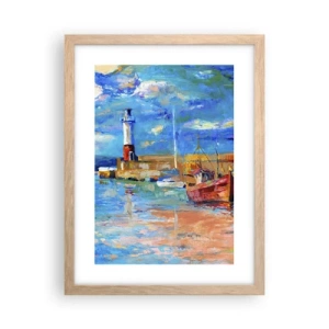 Poster in light oak frame - Afternoon in a Rainbow Bay - 30x40 cm