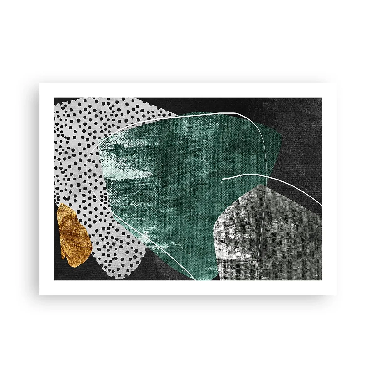 Poster - Colourful Abstract with a Golden Petal - 70x50 cm
