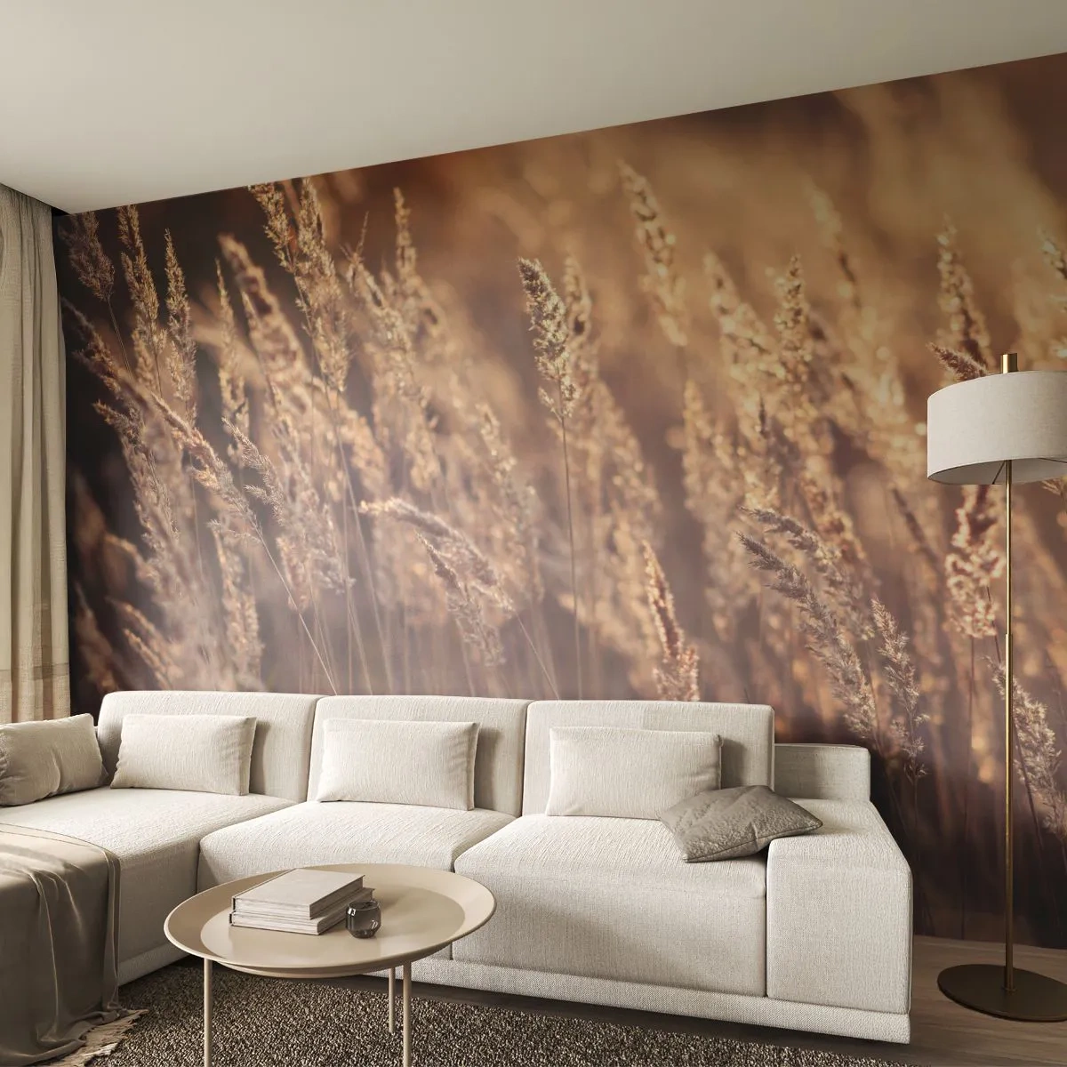 Photo Wallpaper Standard Eco - Ready to Welcome Autumn - Landscape, Ears of Grain, Meadow - 350x256 cm