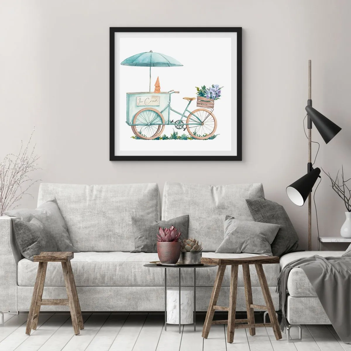 Poster in black frame - Sweet Memory of the Summer - 30x30 cm