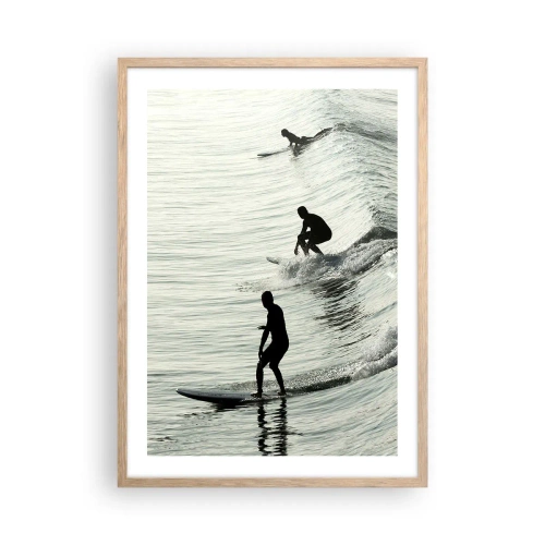 Poster in light oak frame - Meeting the Wave - 50x70 cm