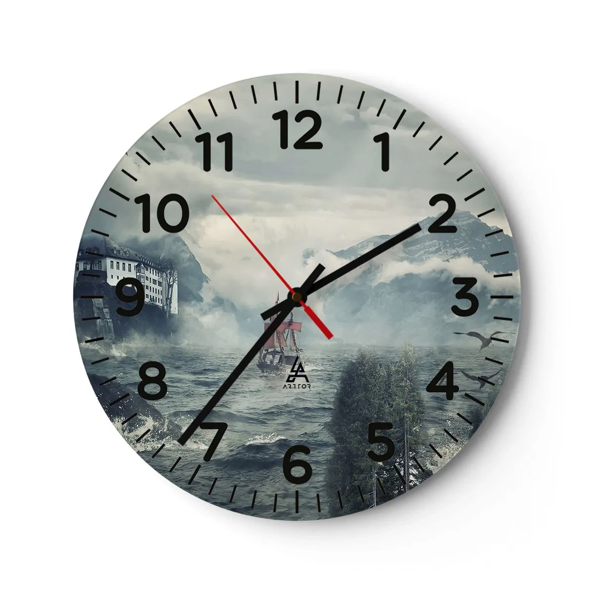 Wall clock - Clock on glass - On Magical Waters - 40x40 cm