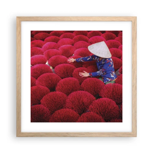 Poster in light oak frame - In the Rice Field  - 40x40 cm
