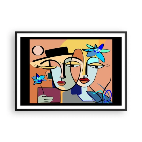 Poster in black frame - Rendez-vous Picasso Style - 100x70 cm
