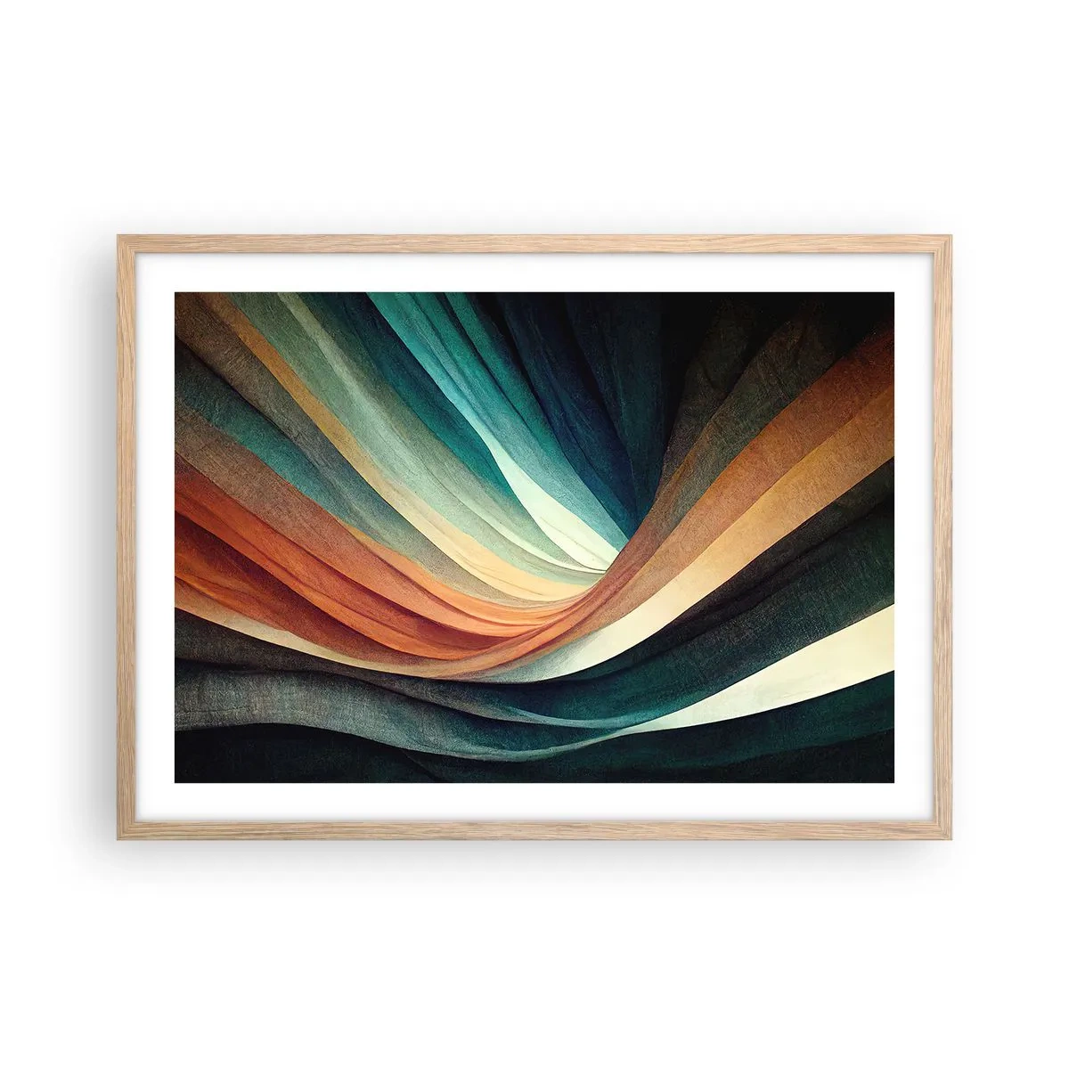 Poster in light oak frame - Woven from Colours - 70x50 cm