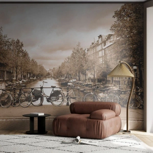 Photo Wallpaper Premium Sand - Dutch Atmosphere - City, Amsterdam, Bicycle - 200x140 cm