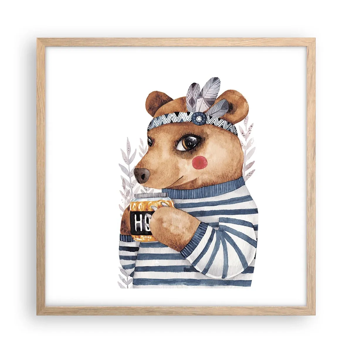 Poster in light oak frame - Sweet Lady Bear - 50x50 cm