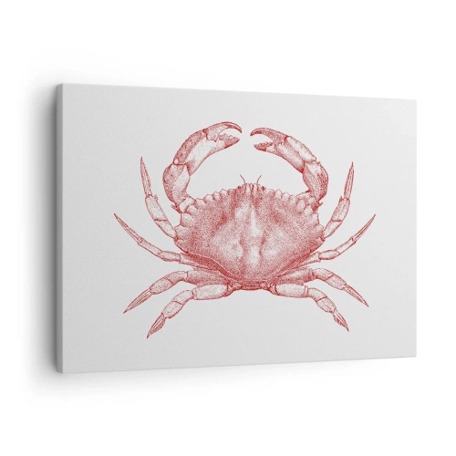 Canvas picture - Drawing of a crab in a red shade - 70x50cm - Crab Like No Other - Modern wall decoration for the living room and bedroom ARTTOR