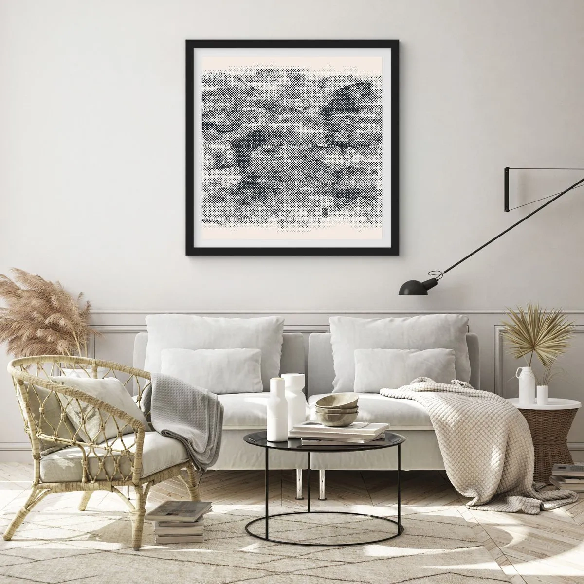 Poster in black frame - Foggy Composition - 50x50 cm