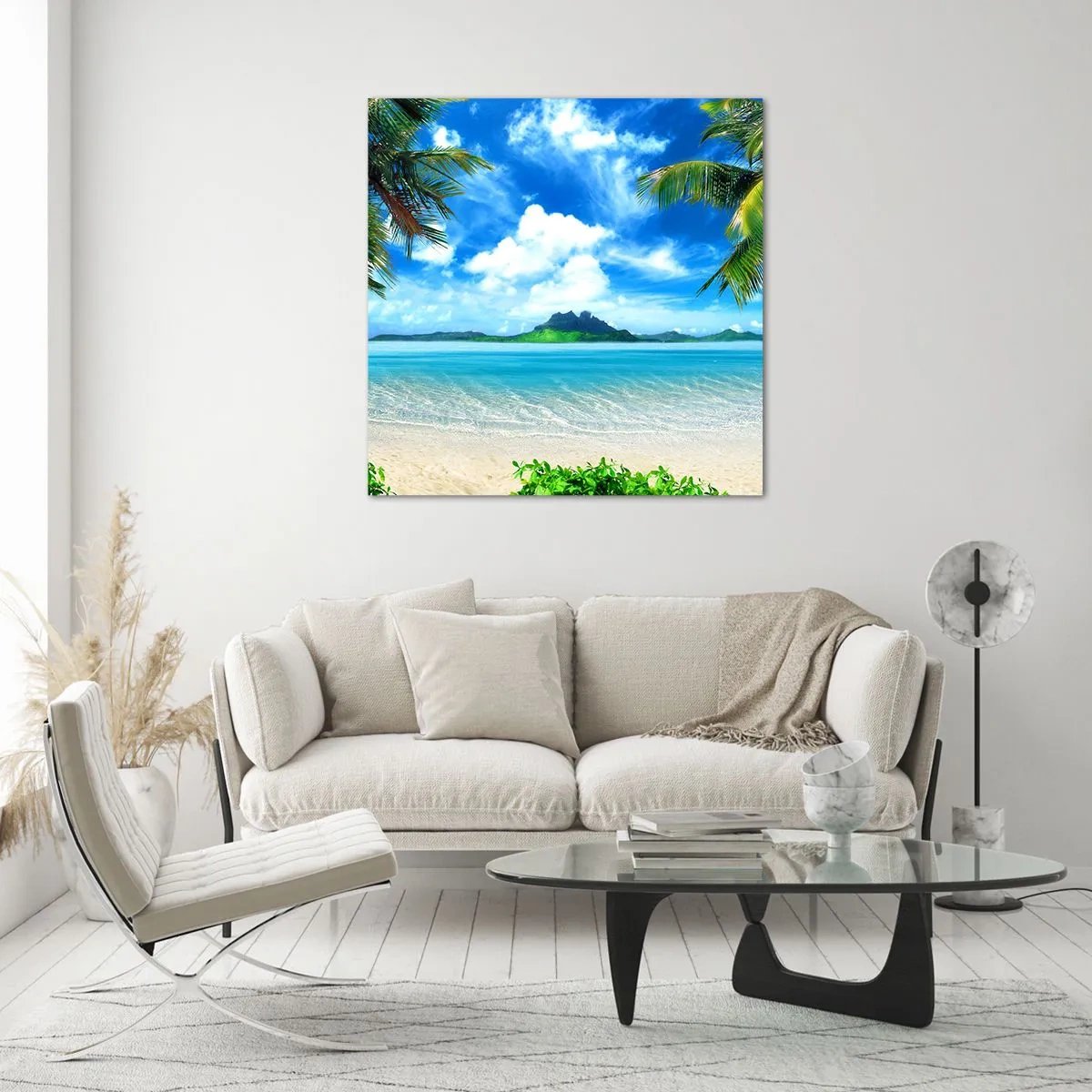 Glass picture - Blue Tropics - 30x30 cm