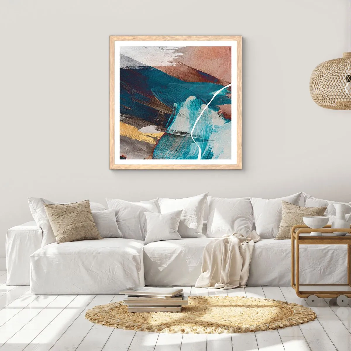 Poster in light oak frame - With Panache and Energy - 40x40 cm