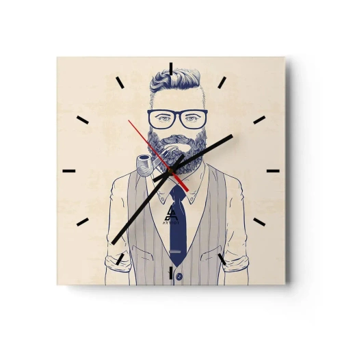 Wall clock - Clock on glass - Cheerful, Manly and Fashionable - 30x30 cm