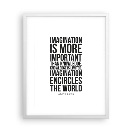 Poster in white frmae - Einstein about Power of Imagination - 40x50 cm