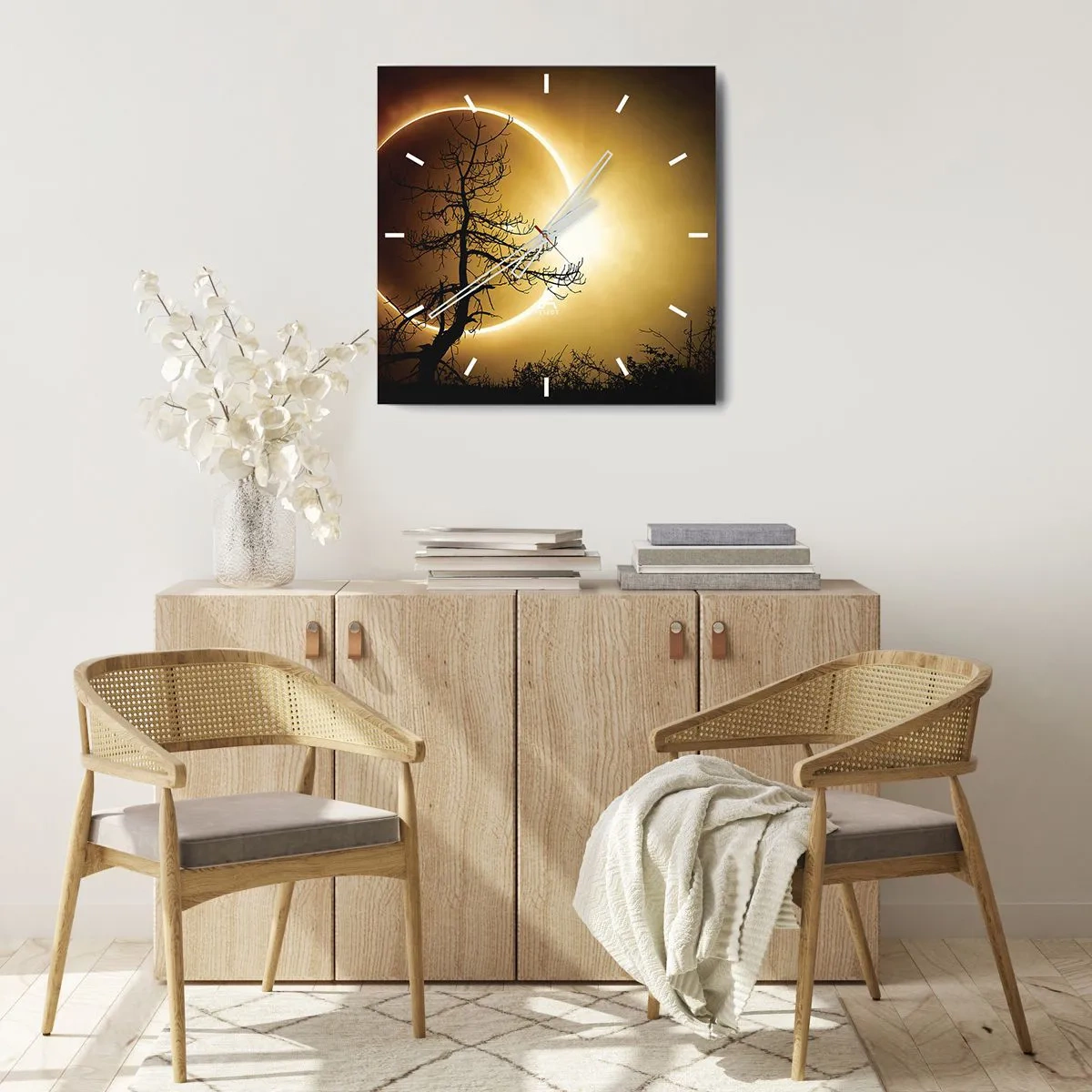 Wall clock - Clock on glass - Total Eclipse - 40x40 cm